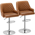 VECELO Adjustable Bar Stools Set of 2, Bar Height Stools for Kitchen Counter,Brown
