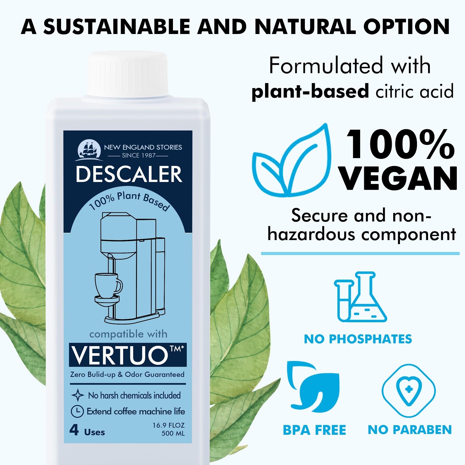 Nespresso Compatible Descaling Kit, Total 8 Uses, Eco-Friendly Formula To Clean Coffee Machine, Vertuoline Compatible Descaling