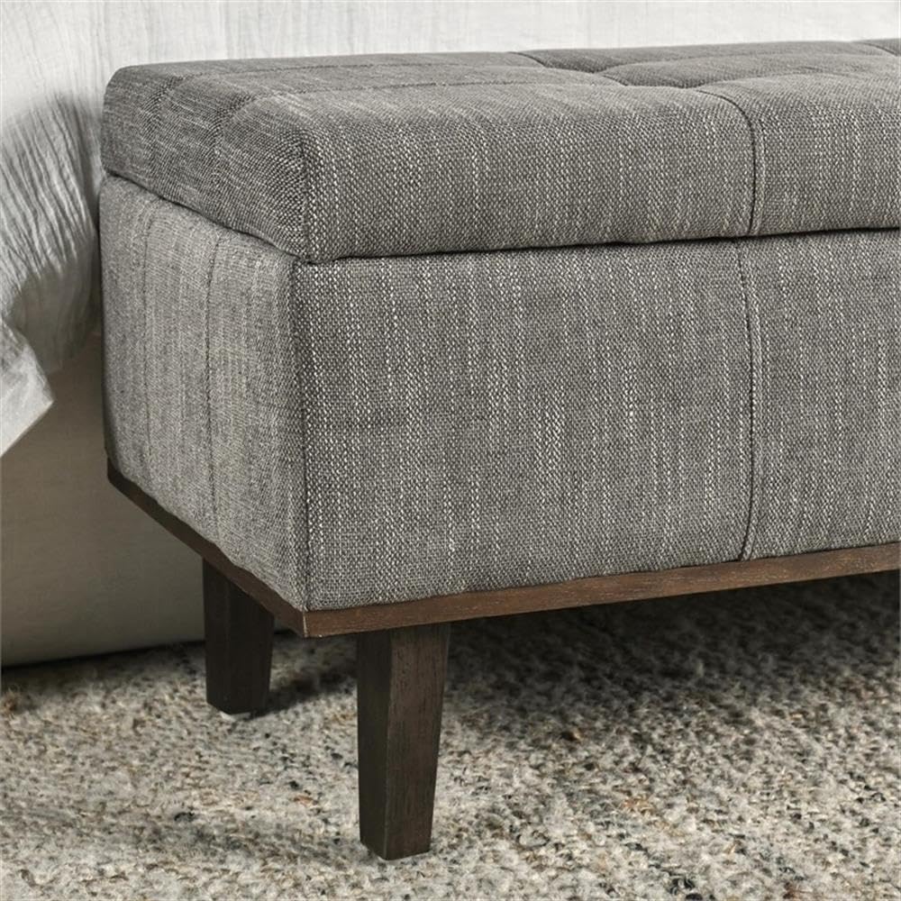 Kosas Home Louise 54&Quot; Polyester Fabric Tufted Storage Bench In Gray