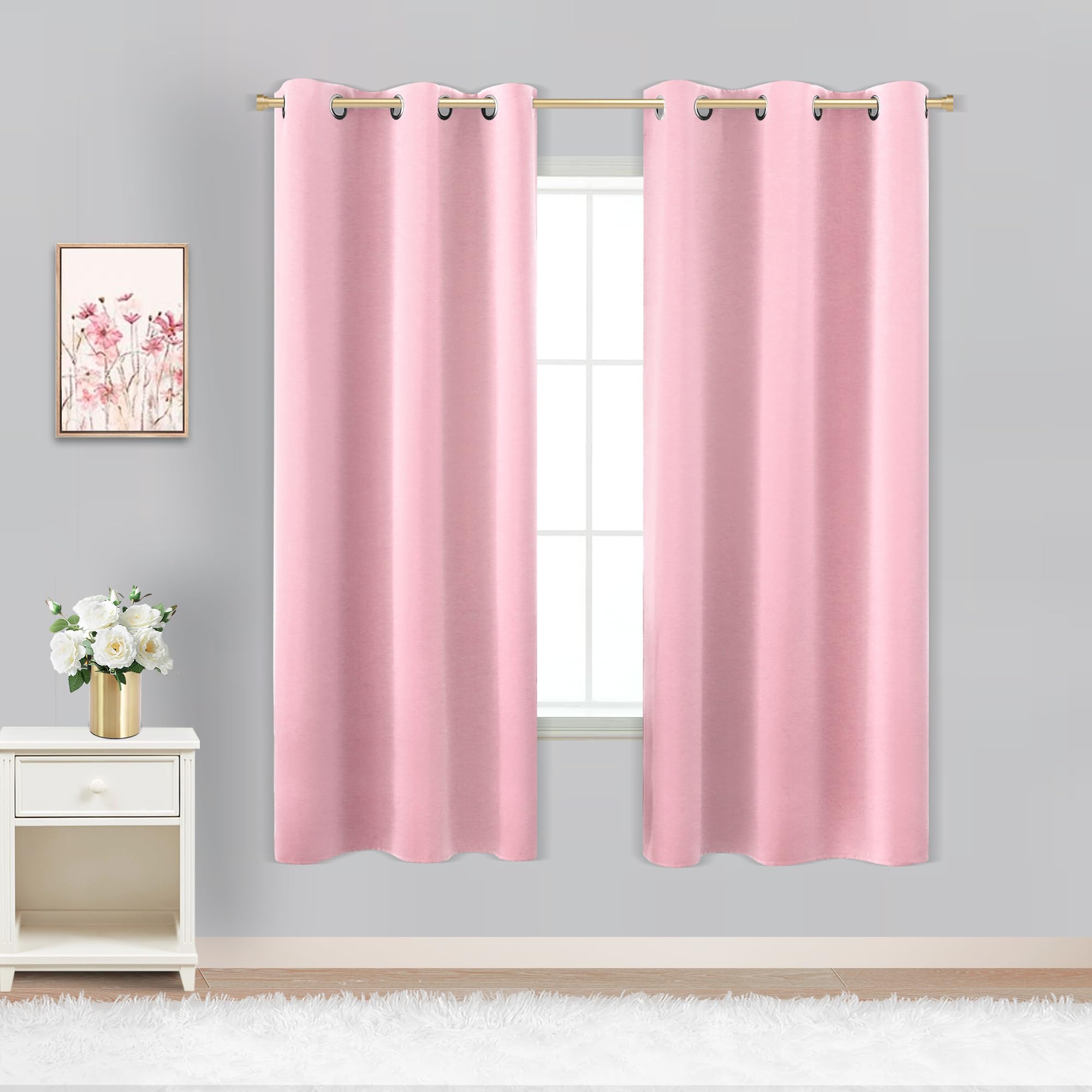 Koufall Children Curtains For Bedroom 2 Panels Blackout Insulated Thermal Curtains For Summer Heat Living Room,72 Inch Length,Pi