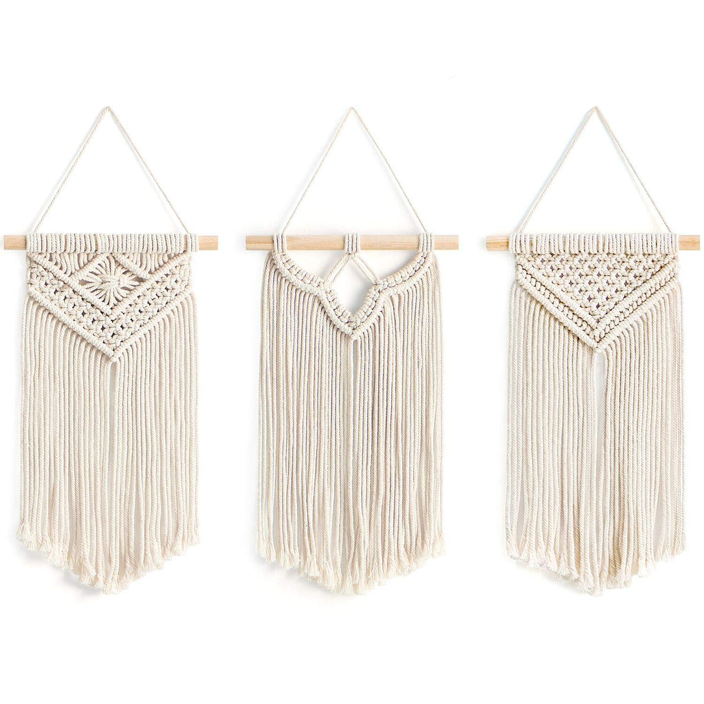Mkono Small Macrame Wall Hanging 3 Pack Boho Art Woven Wall Decor Home Chic Decoration for Bedroom Living Room Apartment Gallery