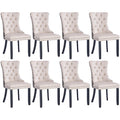 Soarflash Velvet Dining Chairs Set Of 8, Tall Back Side Chair, Modern Upholstered Side Chair With Button Back Ring, Solid Wood L
