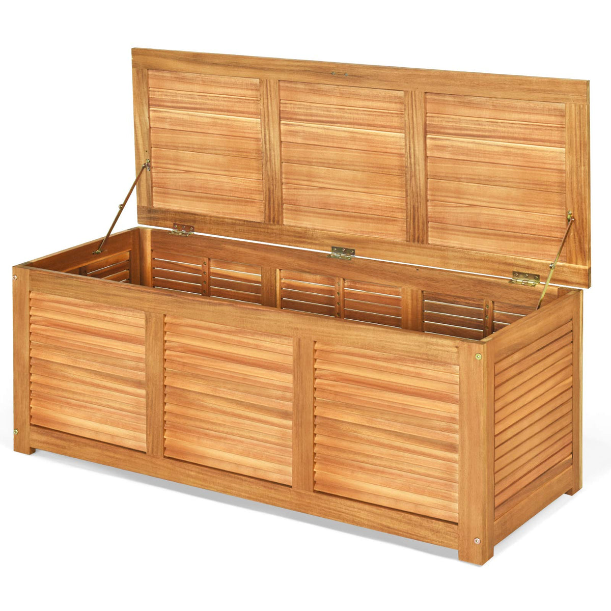 Tangkula 47 Gallon Acacia Wood Deck Box, Garden Backyard Storage Bench, Outdoor Storage Container For Patio Furniture Cushions A