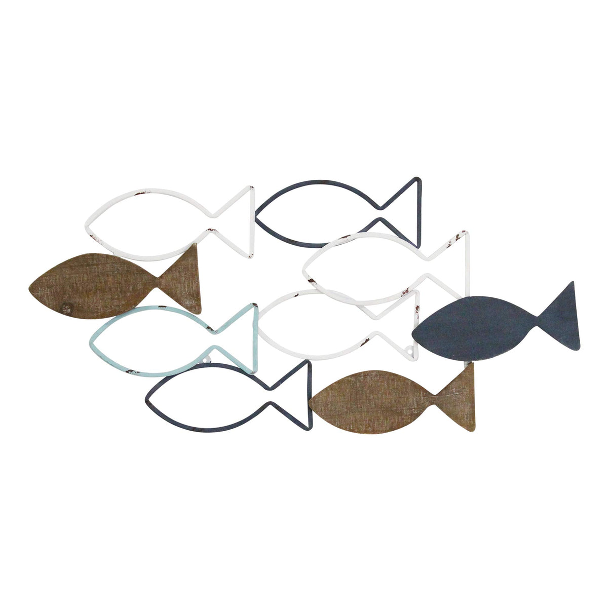 HomeRoots School Of Fish Metal And Wood Wall Decor