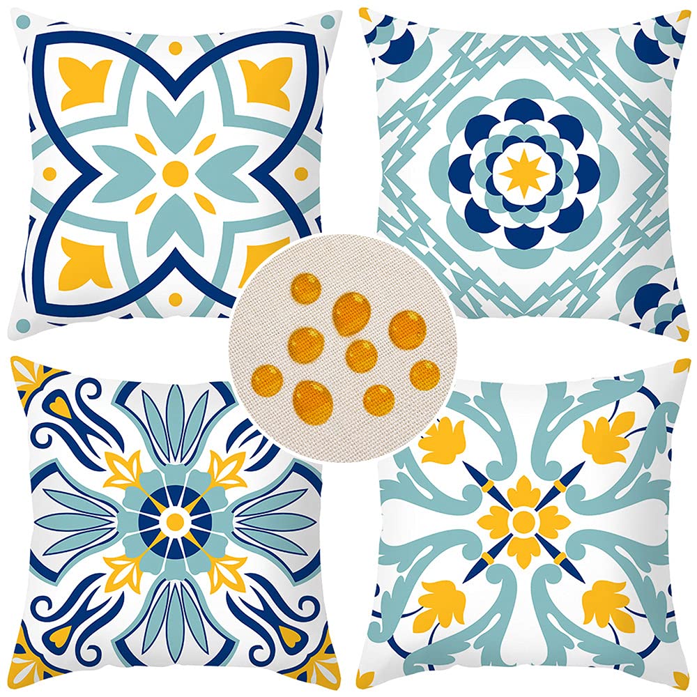Cirzone Outdoor Pillows, Outdoor Pillow Covers 18X18 Set Of 4 Waterproof Decorative Throw Pillow Covers Boho Decorations For Pat