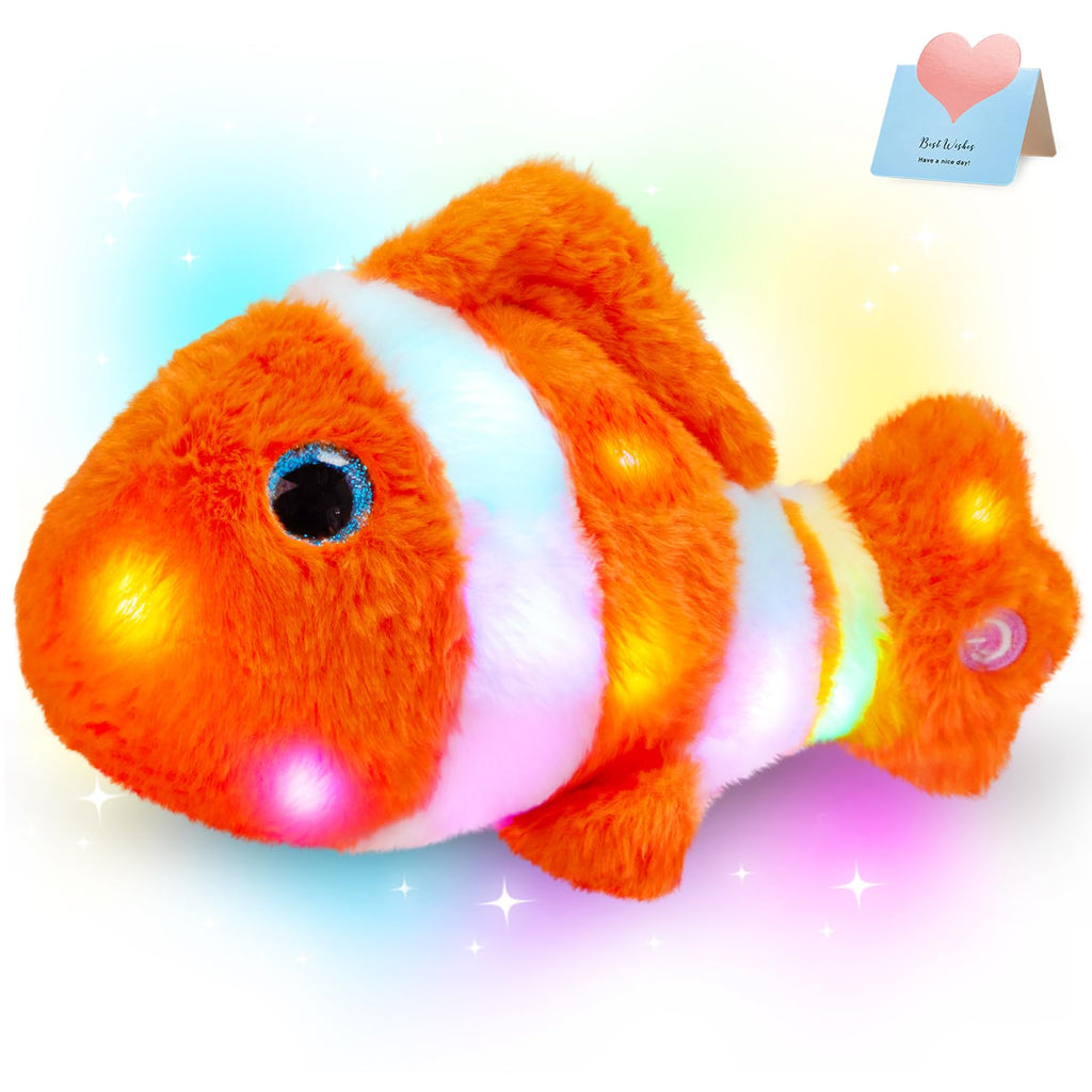 Glow Guards 12' Glowing Goldfish Plush Light Up Stuffed Animals Soft Plush Pillow Birthday Gifts for Toddler Kids Girls Boys Fr