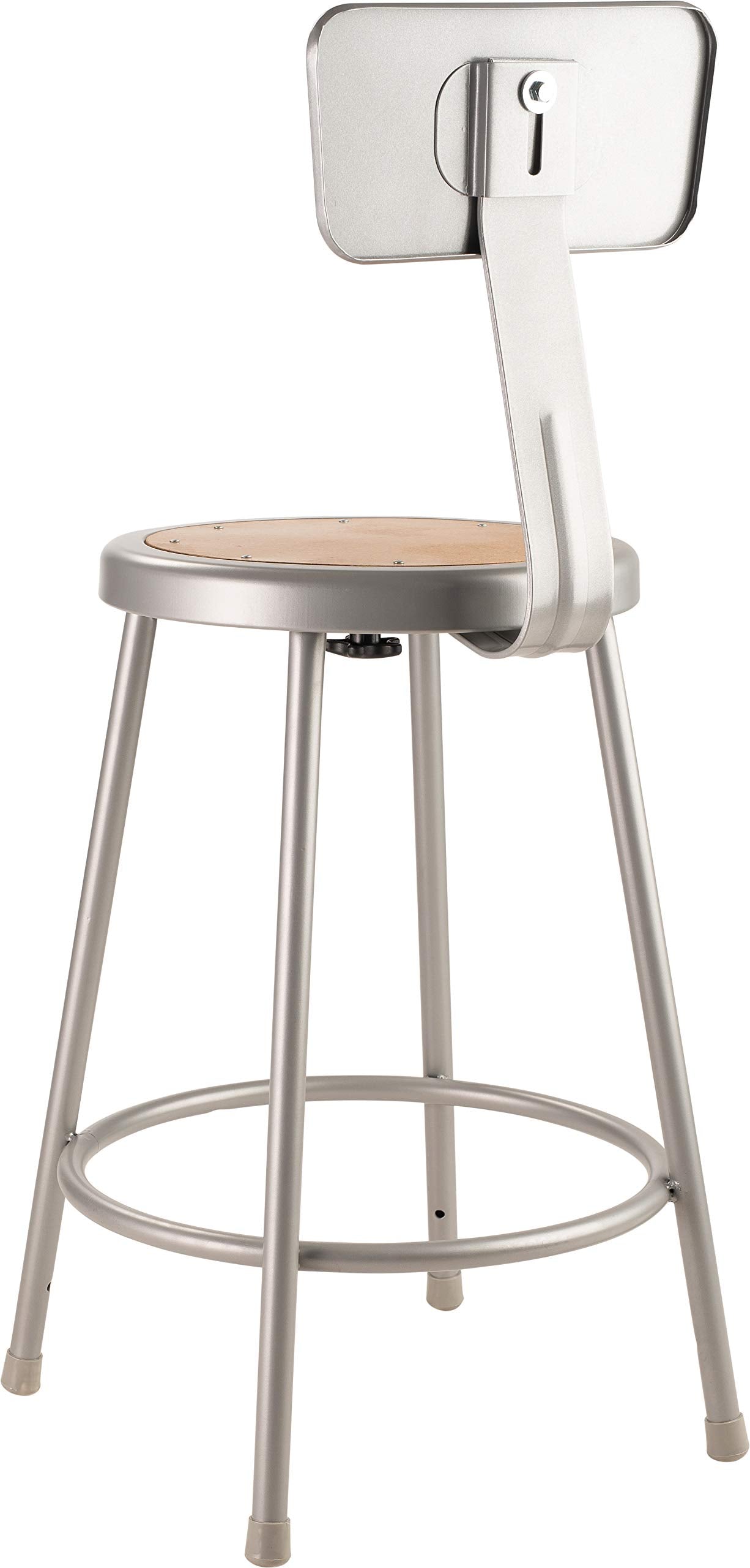 National Public Seating Steel Stool with Hardboard Seat and Backrest - Thumbnail 2