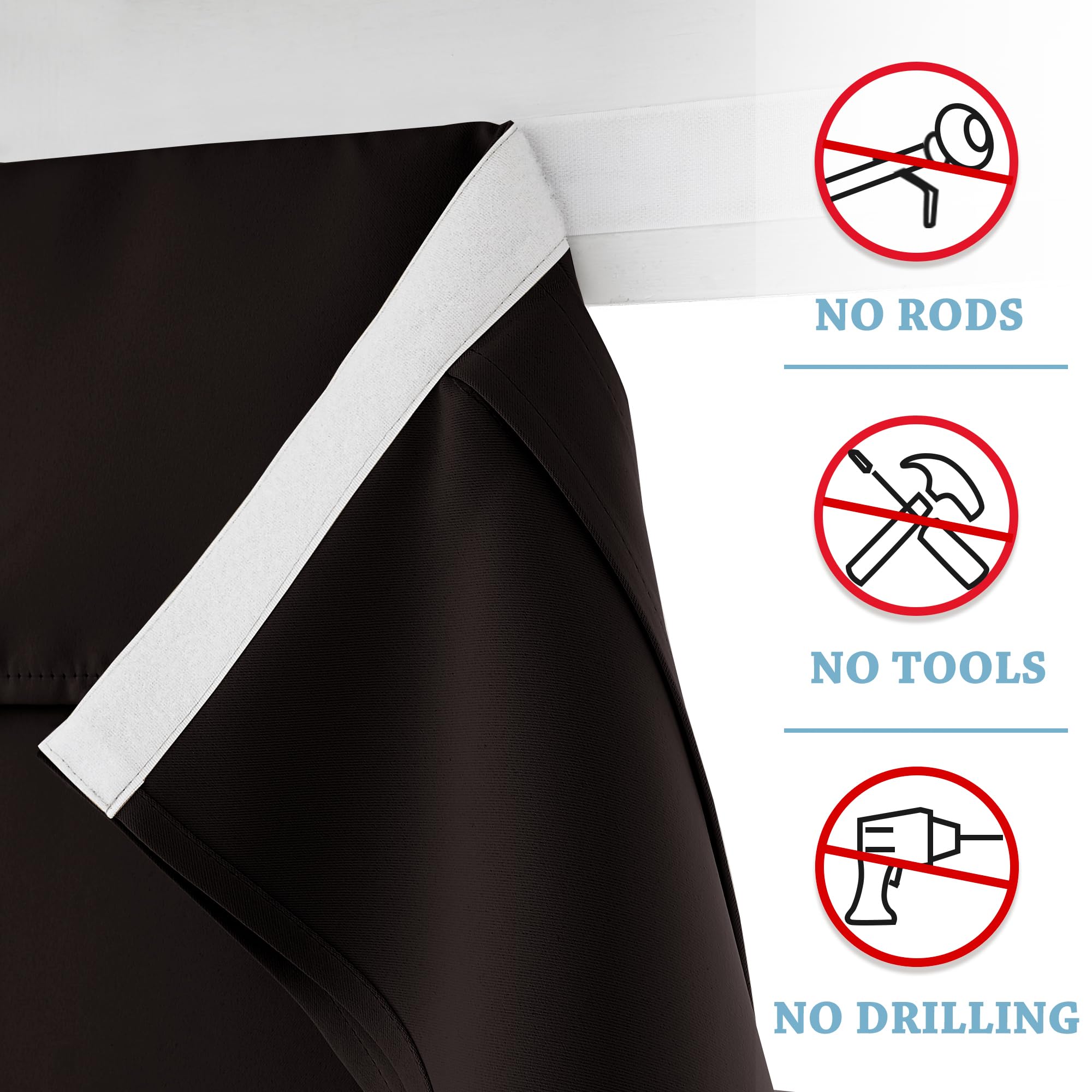 Ryb Home Blackout Door Curtains 2 Panels Set, Privacy Insulating Glass Window Door Blind Shdes For French Door Nana Door Sidelight Door Office, W 26 X L 72, Brown