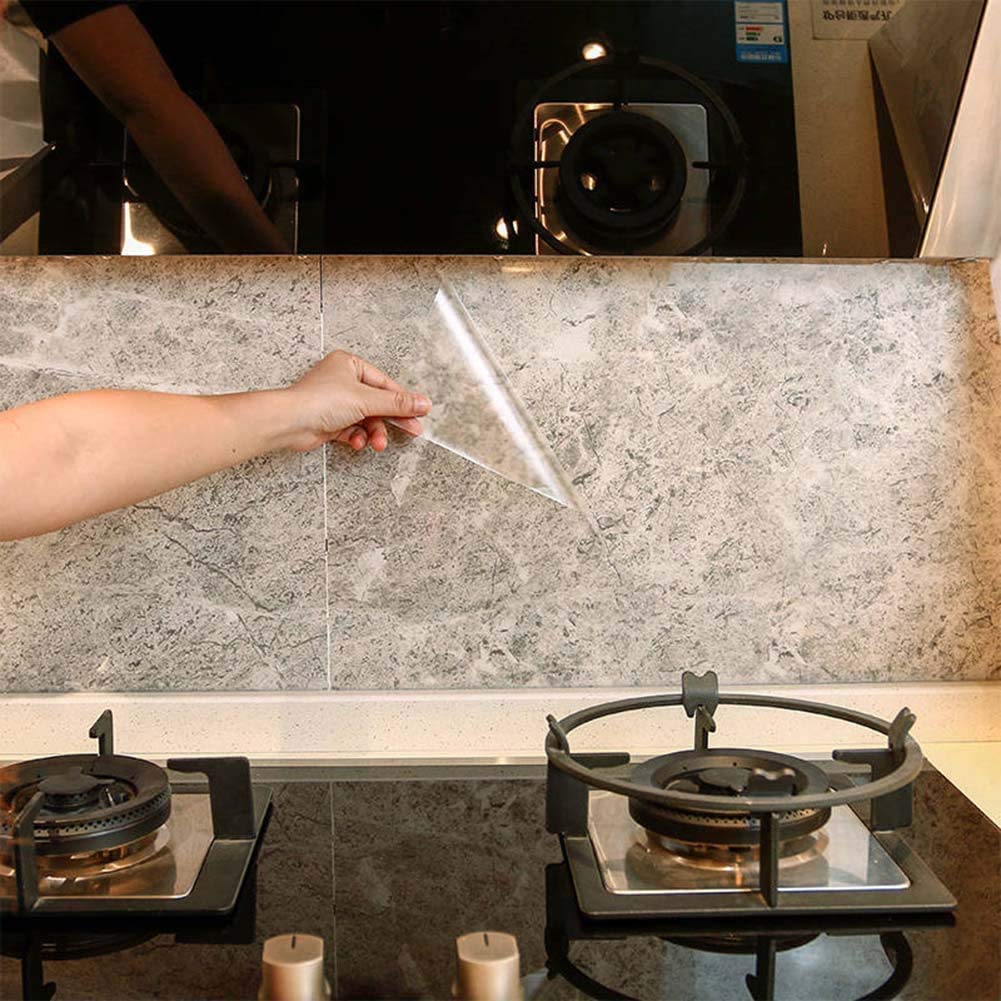Kitchen Backsplash Wall Protector Transparent Kitchen Oil Proof Sticker Self-Adhesive Film Removable Paper for Cupboard Househol