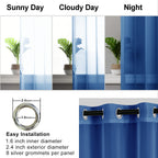 Hiasan Sheer Curtains For Bedroom With Tiebacks, Light Filtering Breathable Voile Drape Lightweight Grommet Window Curtains For Living Room, Kids' Room, Navy Blue, W52 X L90, Set Of 2 Panels