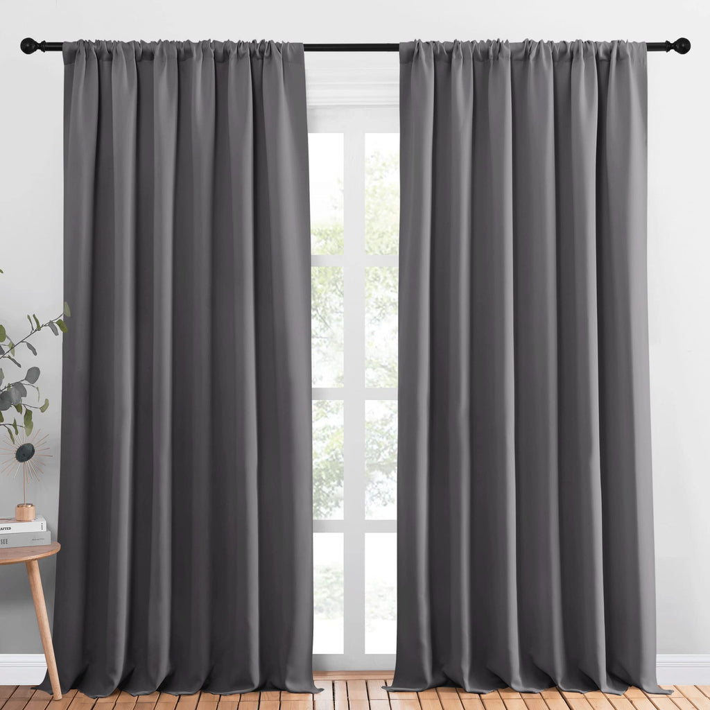 Nicetown Blackout Curtain Panels For Window - Thermal Insulated Rod Pocket Blackout Drapes/Draperies For Dining Room (2 Panels, W70 X L95 Inches, Grey)
