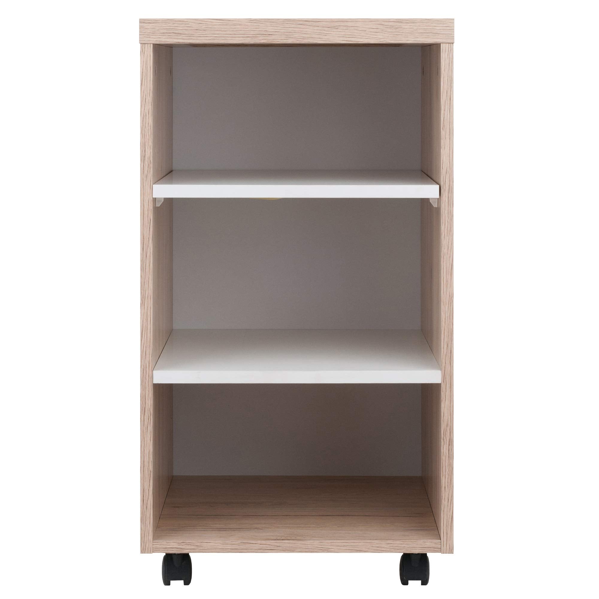 Ergode Kenner Storage Mobile Cabinet | Versatile | Contemporary Design | Easy Mobility | Reclaimed Wood Finish | Linen White Facings | 1-Drawer | Locking Casters (18333-VV)