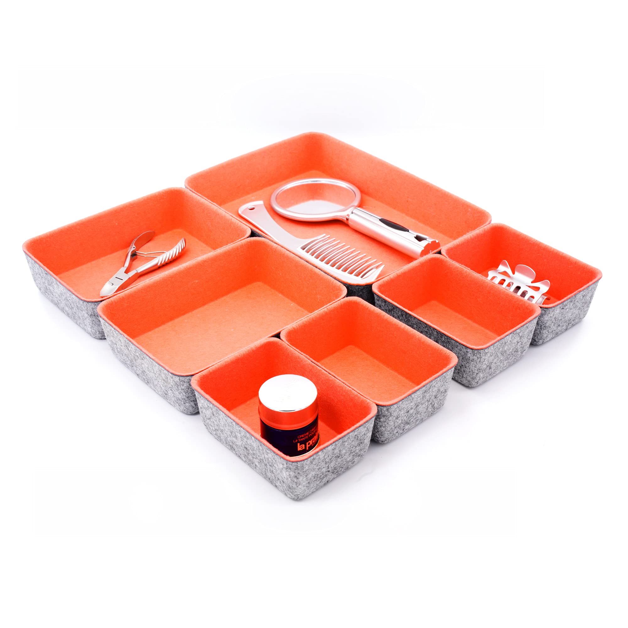 Welaxy Drawer Organizers Dividers Storage Bins Office Organizer Bin Pack Of 7 (Coral)