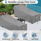 Outdoorlines Outdoor Waterproof Patio Chaise Lounge Chair Cover - Uv Resistant Lounger Covers Heavy Duty Weatherproof Patio Sofa Furniture Covers, 2 Packs, 64Wx28Dx30H Inches, Gray