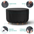 Brosyda Round Patio Furniture Cover, Waterproof Outdoor Table Covers, Windproof Heavy Duty Patio Furniture Cover For Outdoor Table Chair Furniture Set, Tear Resistant, 110'Dia X 28'H, Black