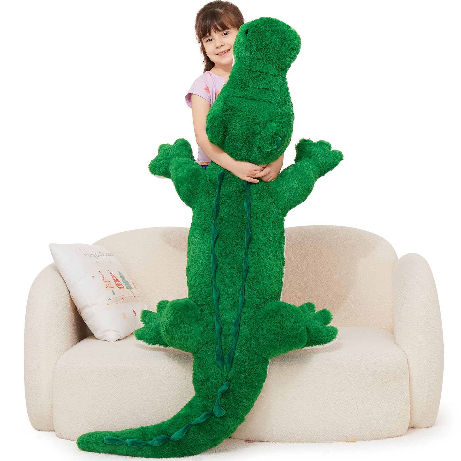 Morismos Giant Alligator Stuffed Animal, 67' Huge Alligator Plush Toy, Large Stuffed Crocodile Pillow For Kids, Green