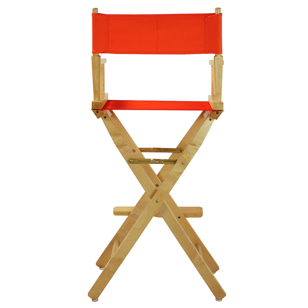 Casual Home 30" Director'S Chair Natural Frame-With Orange Canvas, Bar Height