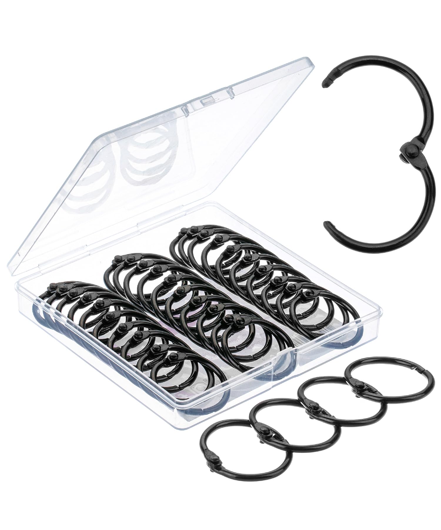 Mr. Pen- Loose Leaf Binder Rings, 40 Pack, Black, 1 Inch, Metal, Small