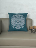 Zeba World Hand Embroidered Cushion Cover  Luxe Collection | Sofa, Bedroom, Couch | Polycanvas Motif Embroidery  Teal Blue  1