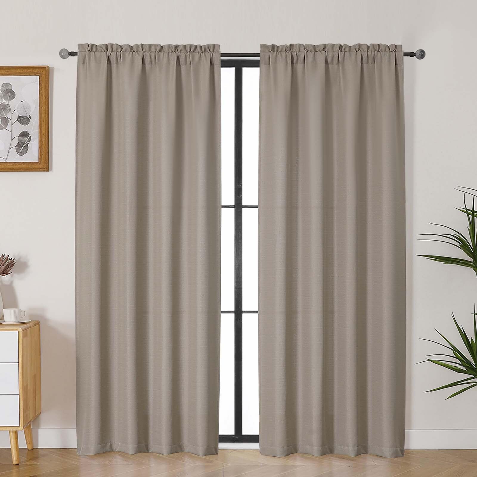 Lecloud Bessie Stone Curtains for Living Room 72 Inches Long 2 Panels, Rod Pockets Rustic Bedroom Curtains, Light Filtering Faux