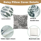 Comminy Grey Pillow Covers 18X18 Set Of 6 Decorative Daisy Flower Throw Pillow Cover For Couch Modern Cushion Cover For Patio Li