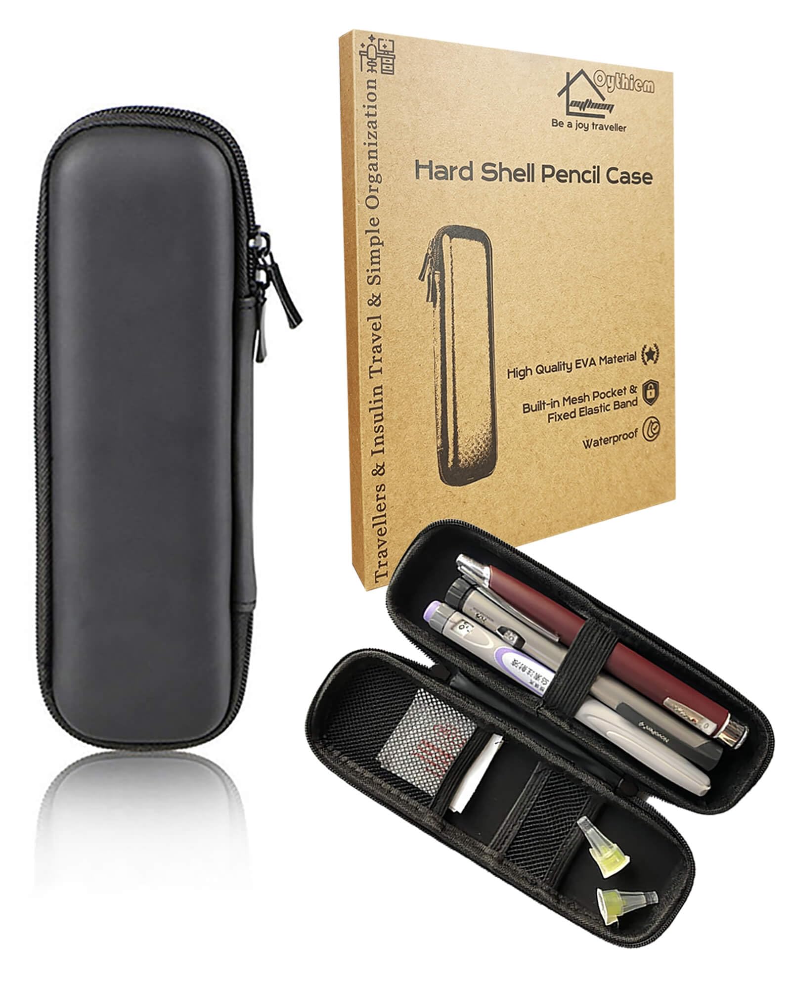 Oythiem Slim Pencil Case For Adults, Travellers, Insulin Travel, Small Pencil Case Hard Shell, Simple Thin Waterproof Pen Case O