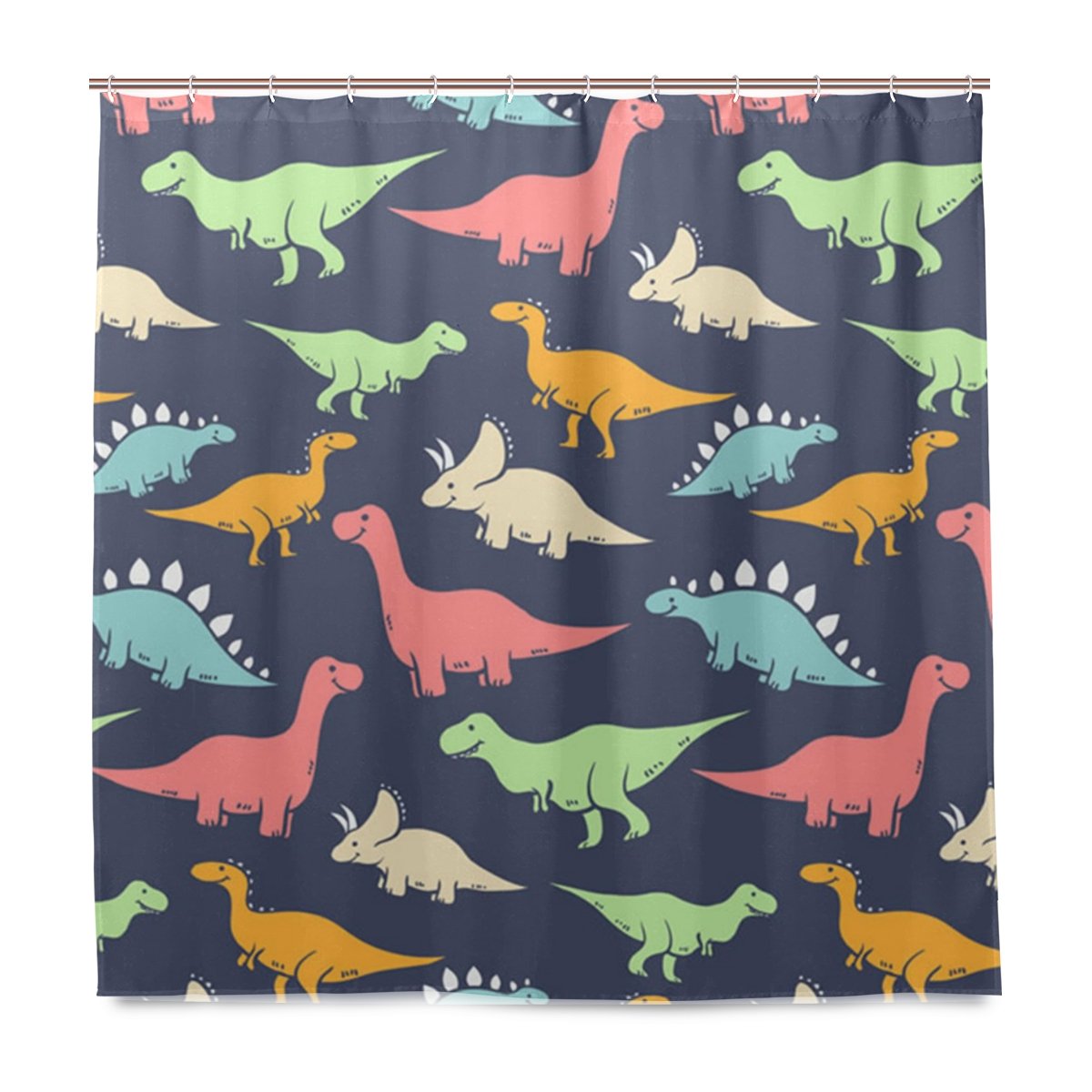 My Little Nest Waterproof Shower Curtain For Bathroom Dinosaurs Polyester Fabric Bath Stall Curtain With Free Hooks 72&quot; X 72&quot;