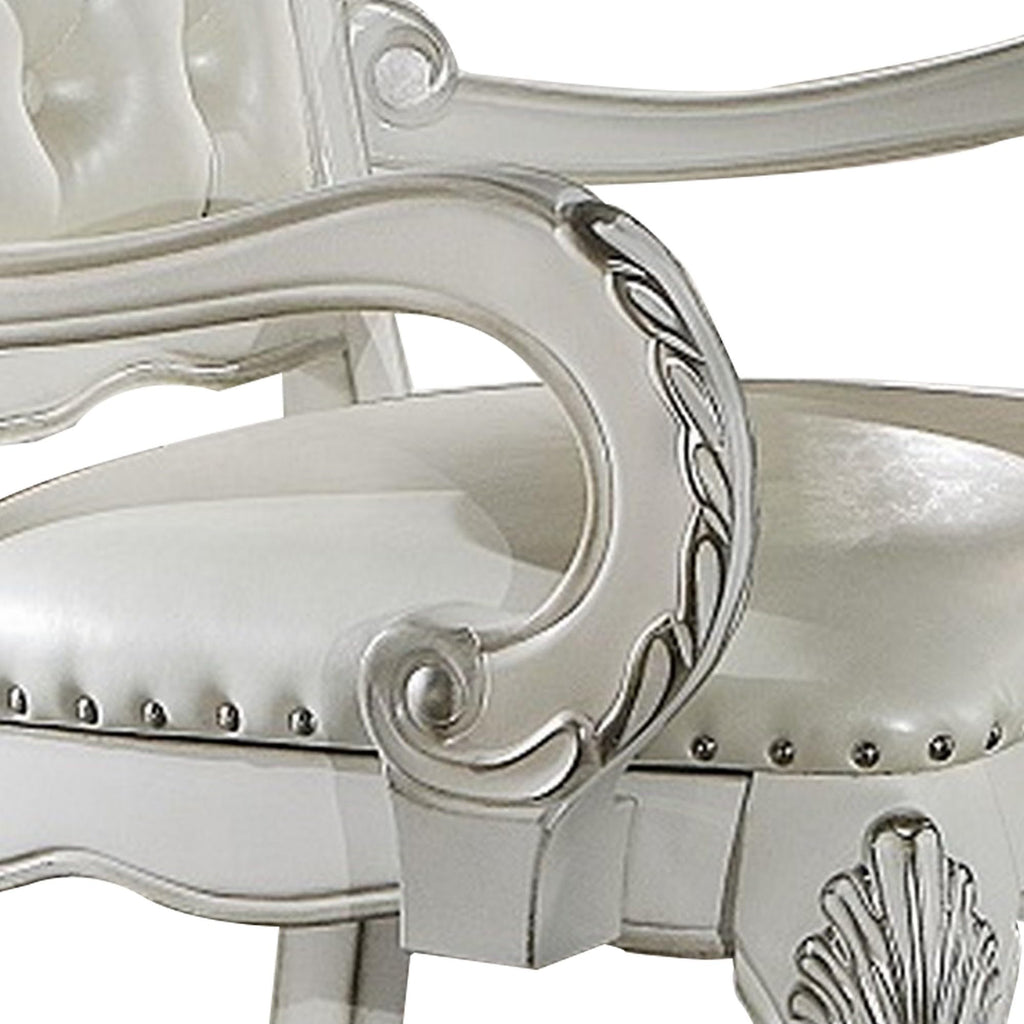 Benjara BM296837 27 inch Aurora Executive Office Chair - Faux Leather - Tufted White