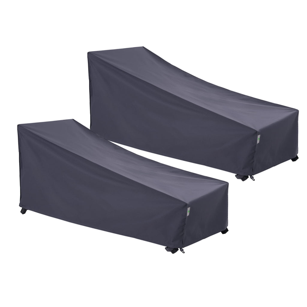 F&J Outdoors Waterproof Uv Resistant Heavy Duty Patio Chaise Lounge Chair Cover, 2Pack, 79'Lx30'Wx30'H, Grey