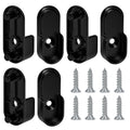 Oval Closet Rod End Supports, 6 Pack 15mm x 30mm Black Metal Closet Rod Holders with Screws, Oval Closet Rod Brackets for Wardro