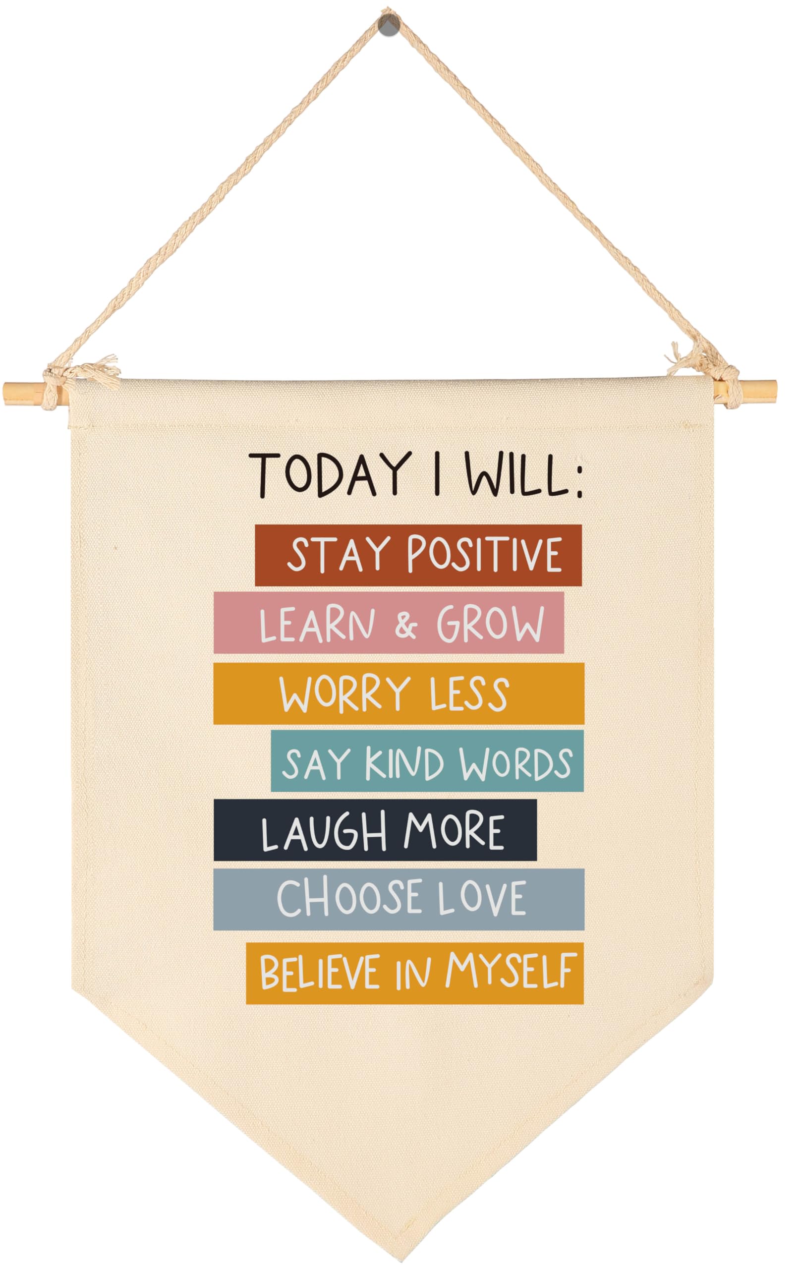 Today I Will Stay Positive-Flag Wall Decor Gifts for Baby Boys Girls Kids-Canvas Hanging Flag Pennant Banner Wall Decor Gifts fo