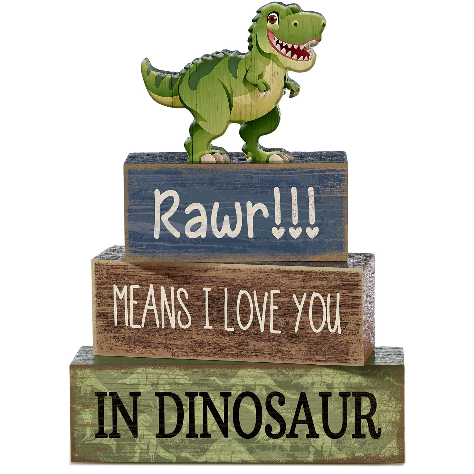 Lineshading 4 Pcs Dinosaur Table Decorations Wooden Dinosaur Decor Dino Safari Party Centerpieces for Table Jungle Animal Theme 