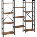 Huuger 4 Tier Bookshelf, 55 Tall Bookcase, 11 Open Shelves, Rustic Brown