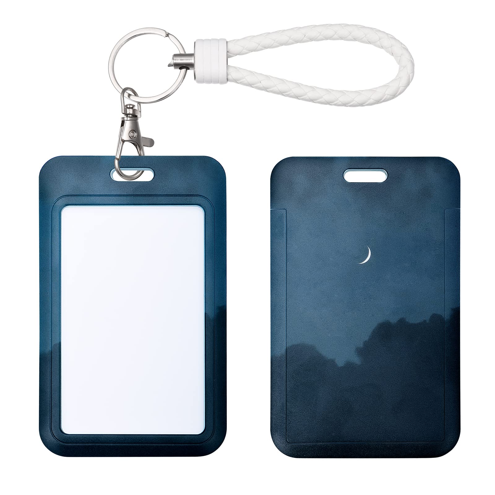 Shiningeyes Id Card Badge Holder Key Chain With Metal Keyring, Plastic Slide Open With Id Window For Women Men Girls Students,Ni
