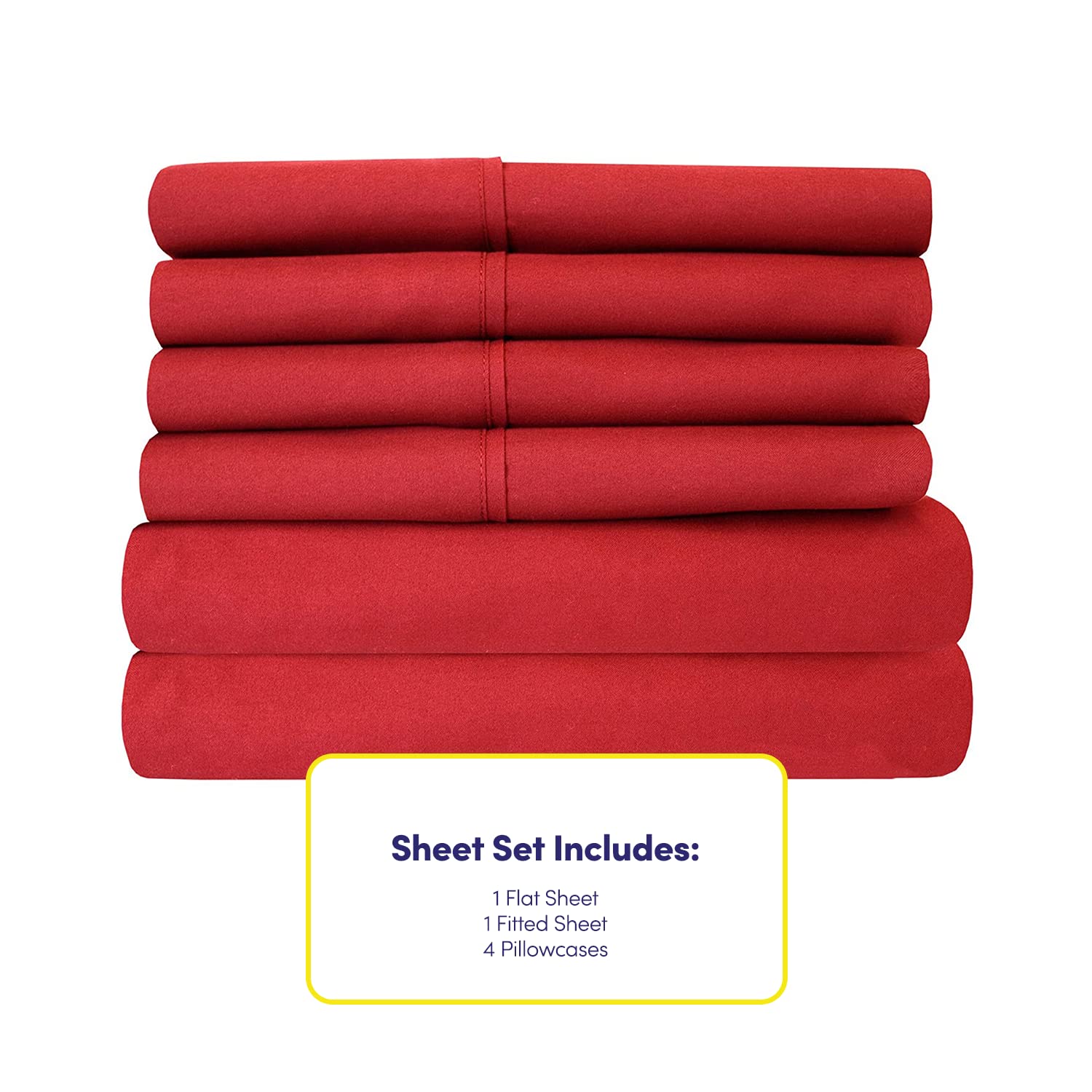 Sweet Home Collection 6 Piece 1500 Supreme Collection Brushed Microfiber Deep Pocket Sheet Set-2 Extra Pillow Cases, Great Value, Rv Short Queen, Samba Red