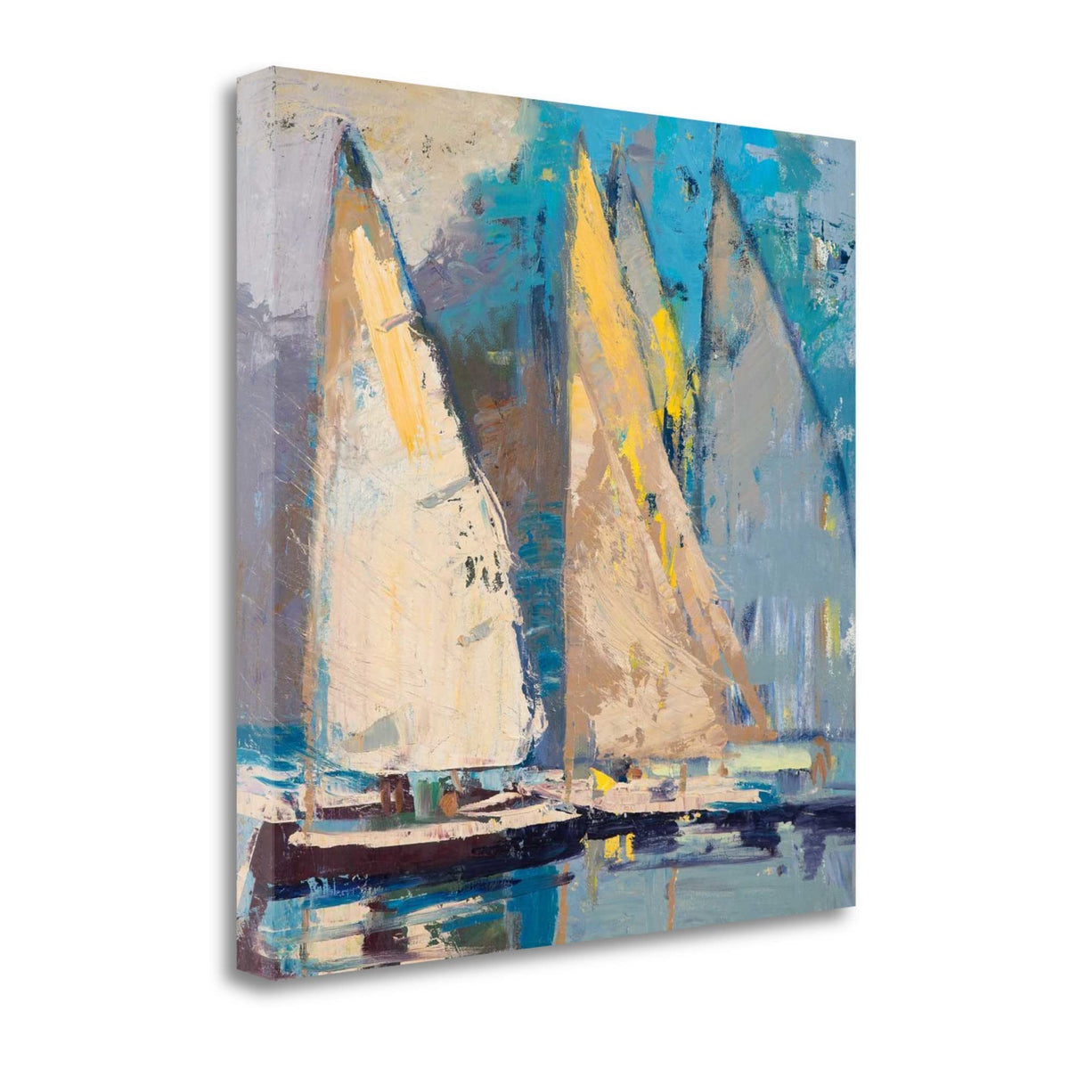 20' Coastal Inspired Sailboats Painting Gallery Wrap Canvas Wall Art