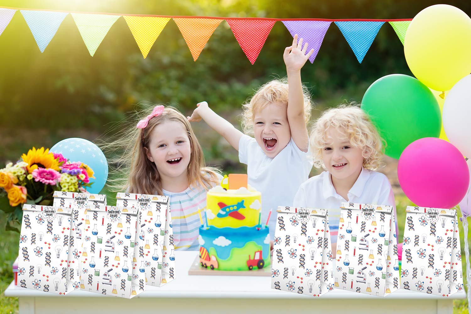 Science Party Favors Candy Bags With Stickers - Science Goodie Gift Treat Bags - Science Themed Birthday Party Supplies