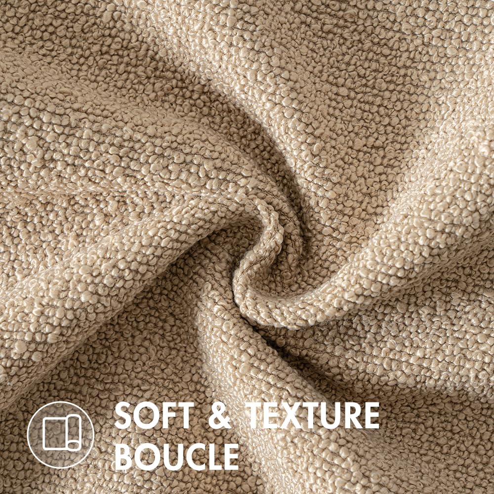 Miulee 24X24 Inch Decorative Pillow Covers For Couch Bed Set Of 2 Textured Boucle Neutral Throw Pillows Khaki Accent Solid Euro Cushion Pillowcase Cozy Soft Chair Sofa Livingroom Home Decor
