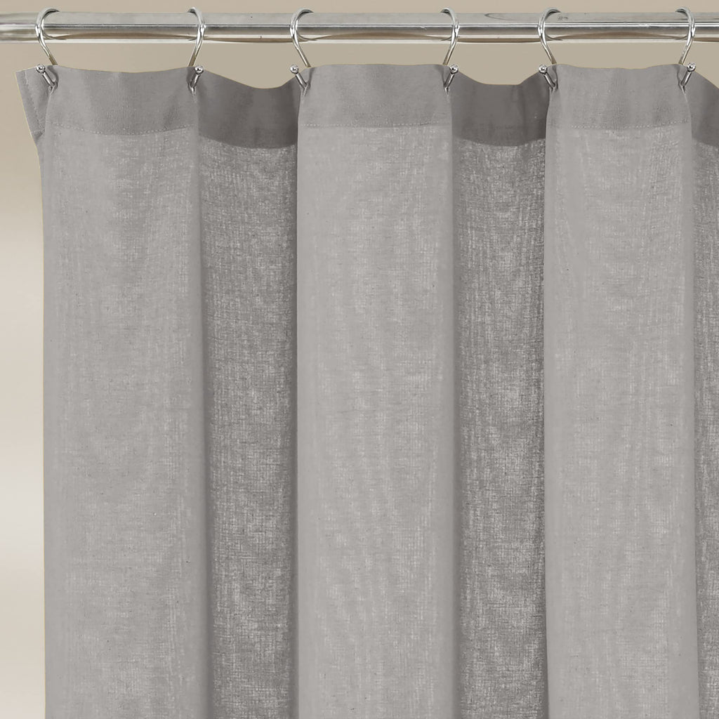 Lush Decor Linen Button Shower Curtain, 72'' X 72'', Gray & White