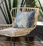 HomeRoots Grey Blue Navy Broadcloth Gray Blue Boho Floral Indoor Outdoor Throw Pillow