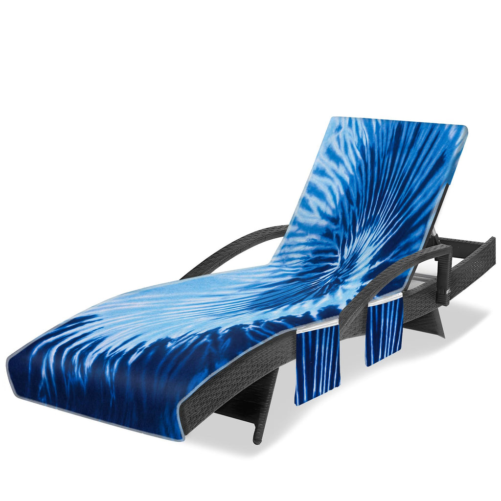 Ruikyhom Lounge Chair Towel Cover, Tie Dye Style Chaise Lounge Cover, Beach Chair Covers With Pockets For Pool Sunbathing Beach