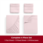 Mellanni Twin Xl Sheet Set - 4-Piece Iconic Collection Bedding, (Including 2 Pillowcases), 16-Inch Deep Pocket, Easy Care, Extra Soft, Cooling Sheets, Brushed Microfiber - Blush Pink