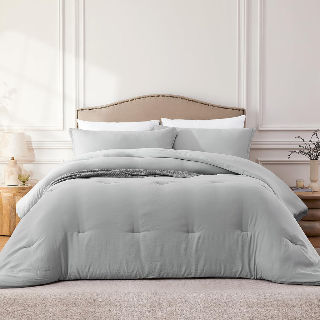 Quataly Twin Comforter Set Lightgrey,2Pcs Soft Lightweight Breathable Bedding Comforter Sets For All Season, Twin Size(68''  90'