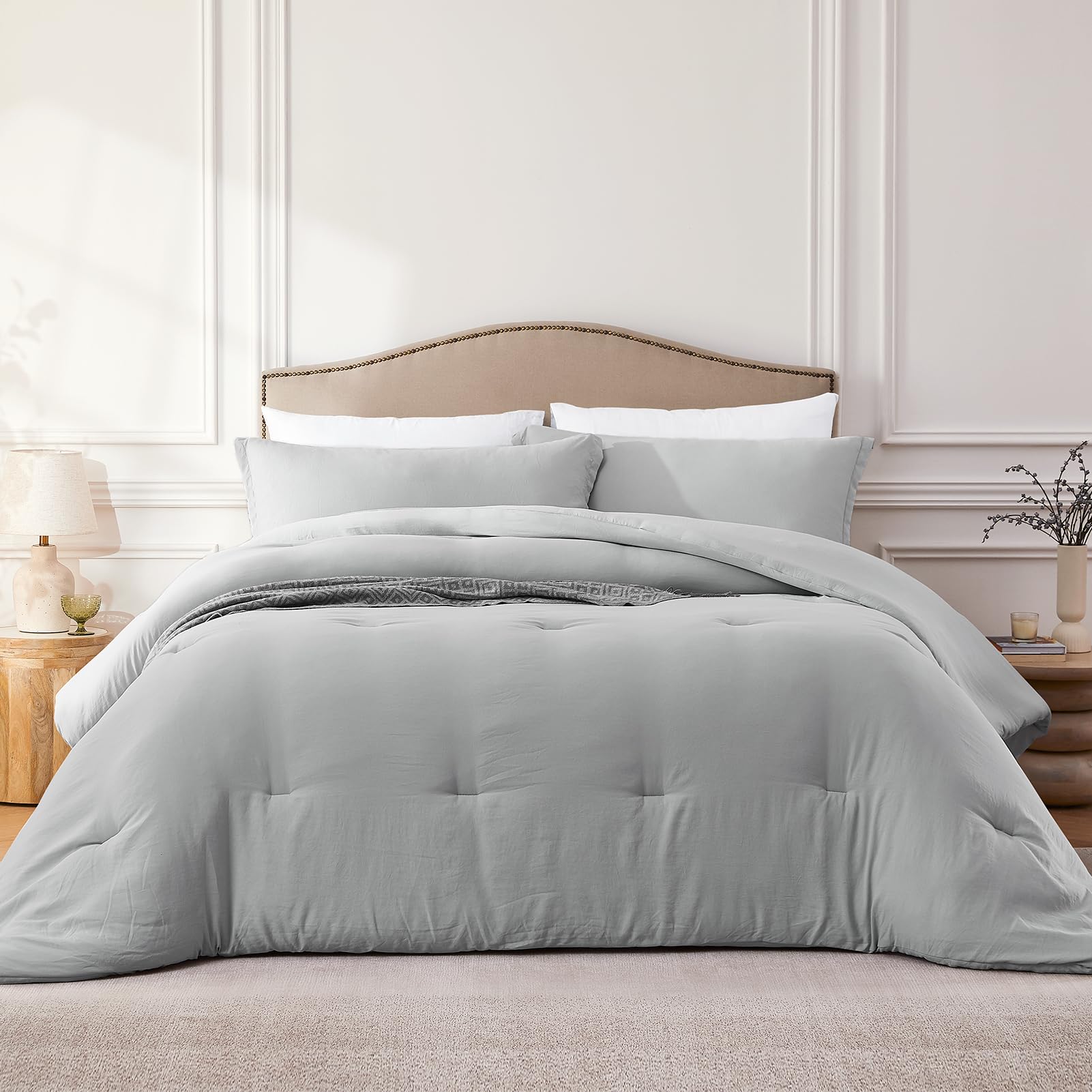 Quataly Twin Comforter Set Lightgrey,2Pcs Soft Lightweight Breathable Bedding Comforter Sets For All Season, Twin Size(68''  90'