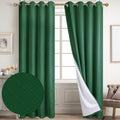 Diraysid 100% Blackout Curtains Dark Green Linen Curtains for Bedroom Grommet Thermal Insulated Room Darkening Drapes (2 Panels,