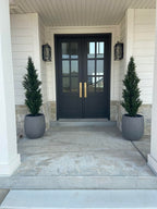 Set Of 2 Pre-Potted 5 Feet Faux Cedar Tree, Lifelike Uv Protected Front Door Decor, Porch, Garden, Entryway Topiary, Indoor/Outd
