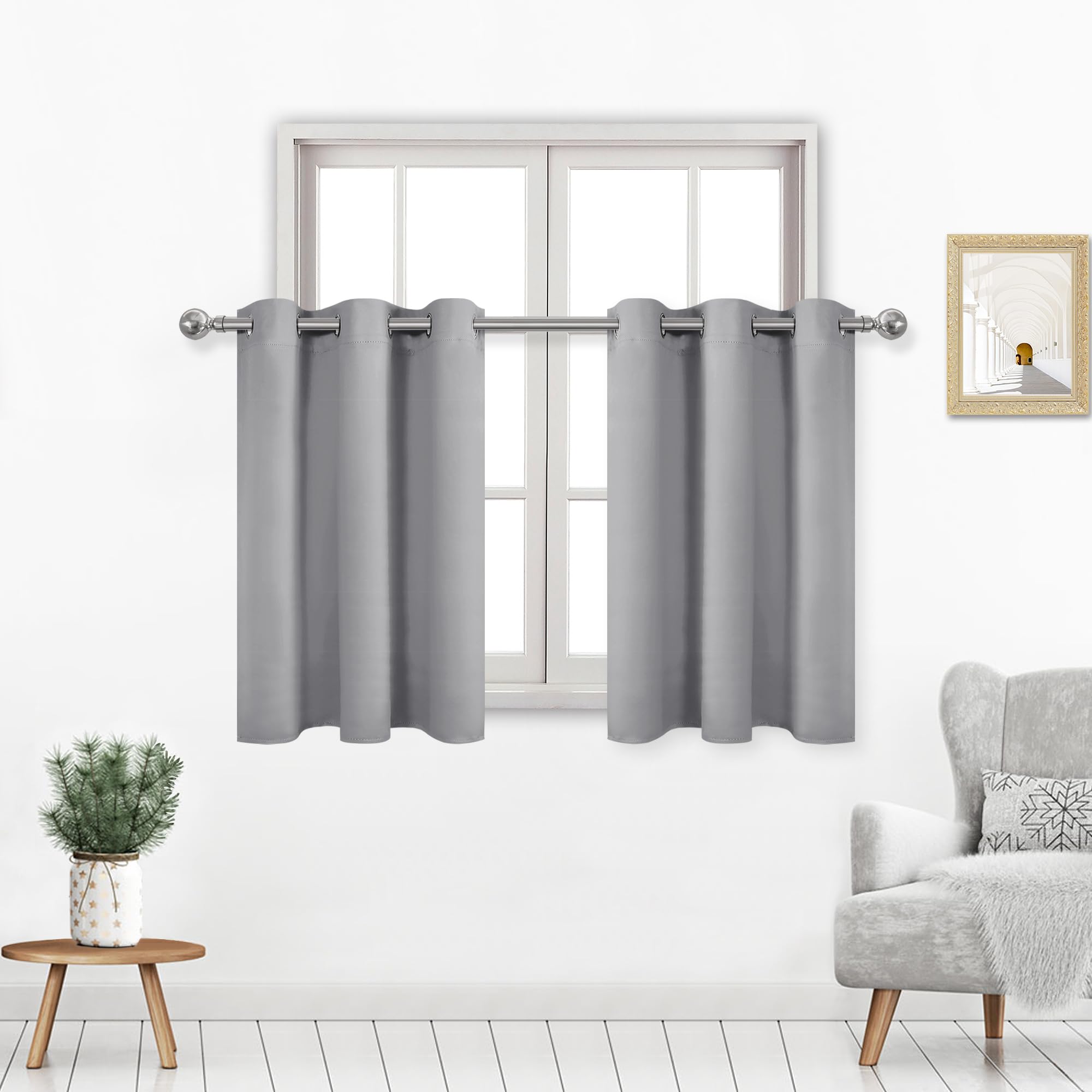 Dwcn Short Curtains For Small Window, Blackout Curtains For Bedroom, Kitchen, Basement, 36 Inch Thermal Insulated Curtains Drape