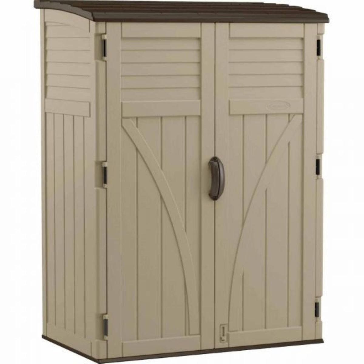 Suncast 54 Cubic Ft. Vertical Resin Outdoor Storage Shed, Sand, 52 X 32.5 X 71.5', Brown
