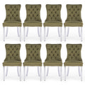 Soartalent Velvet Upholstered Dining Chairs Set Of 8, Modern Kitchen Side Chairs With Nailhead Trim And Silver Plated Leg, Metal
