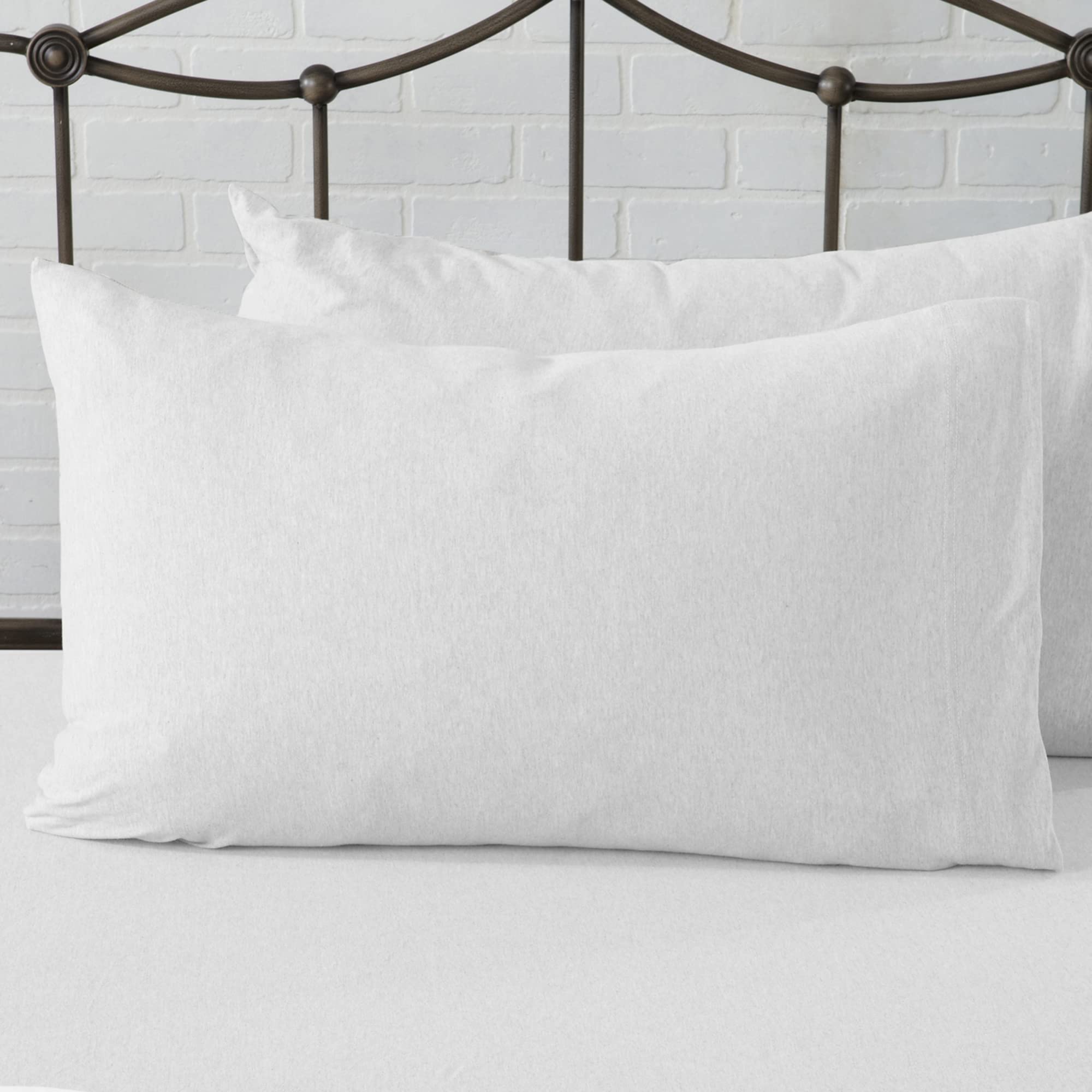 3 Piece Jersey Knit Twin Cotton Blend White Sheet Set | Ultra-Soft T-Shirt Jersey Bedding Sheets & Pillowcases | Heathered, Brea